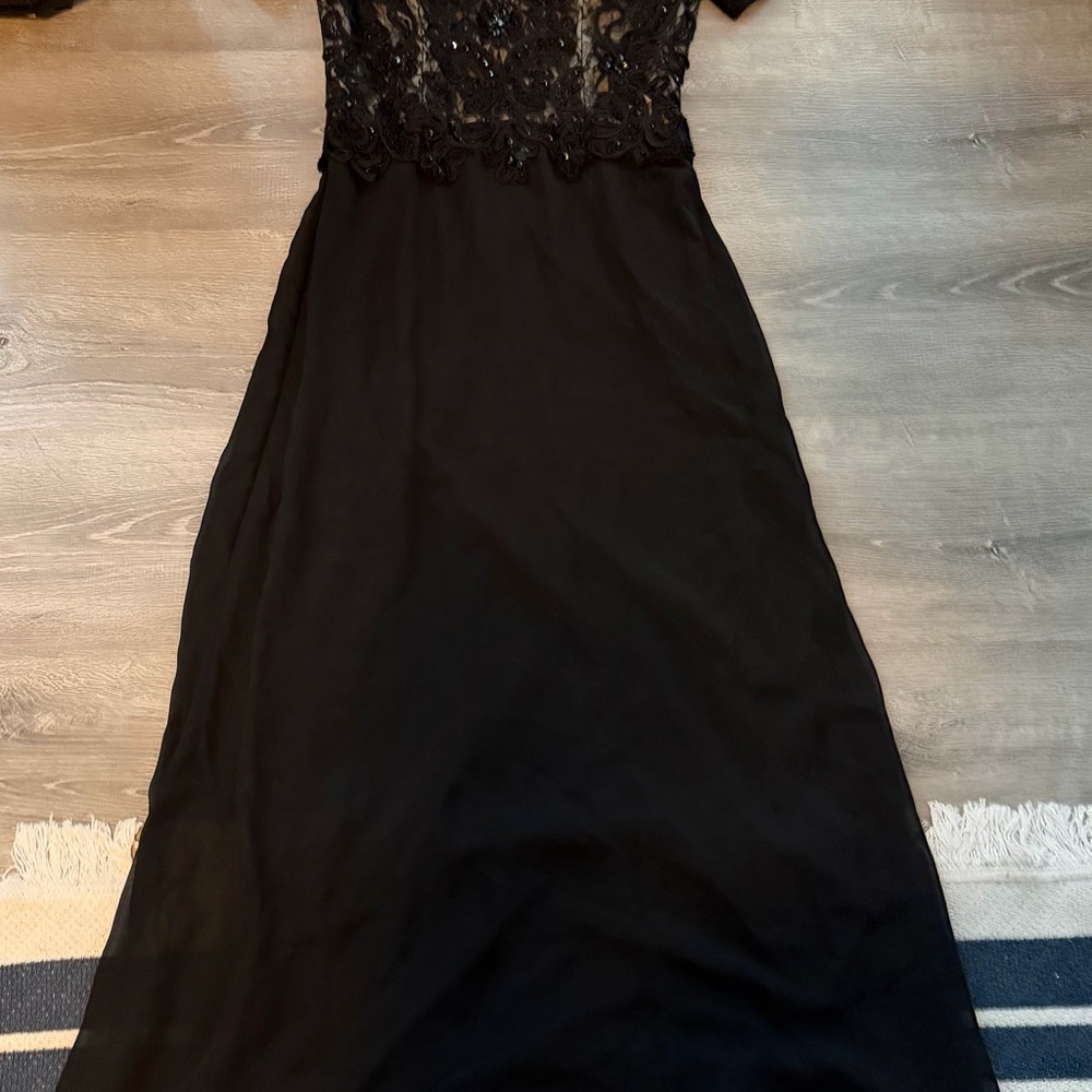 Cinderella Black Maxi Dress with Lace Detail